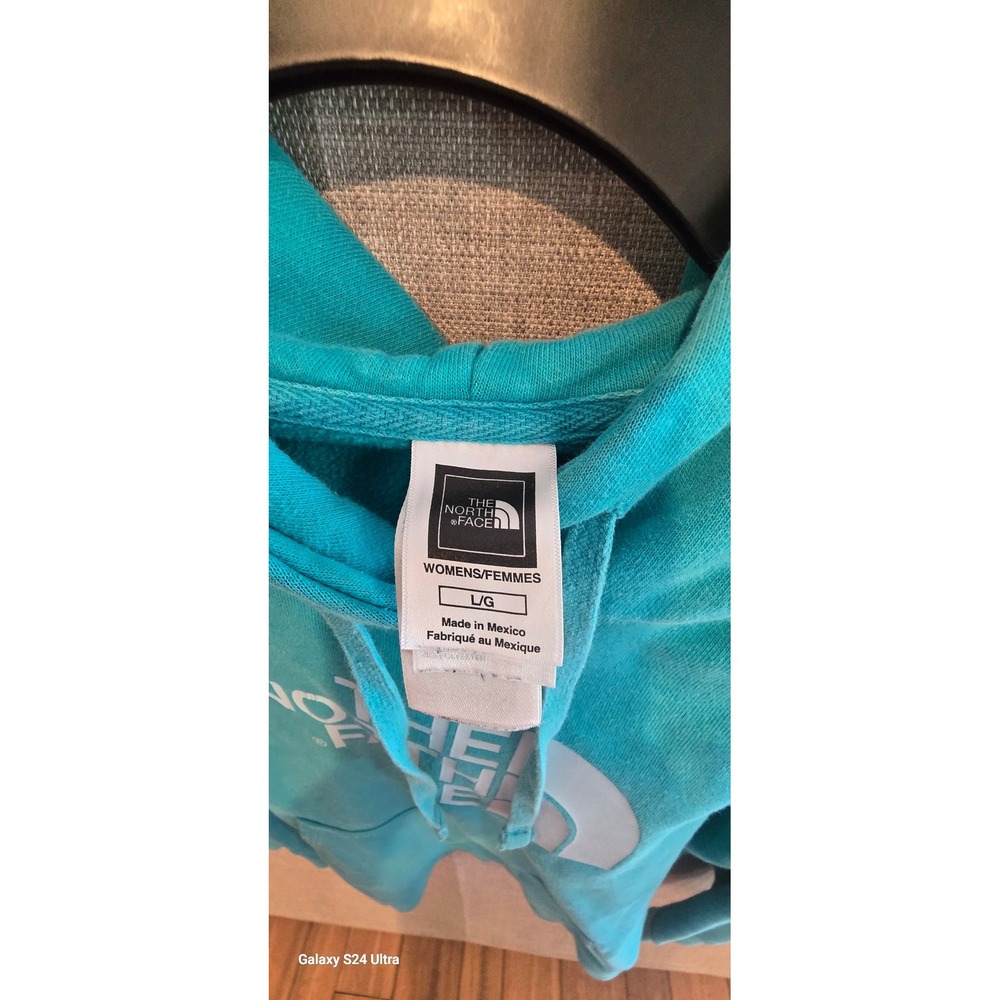 The North Face Womens Teal Blue Logo Pullover Hoodie Sweatshirt Size Large - Picture 5 of 7